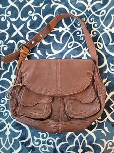 Lucky Brand "Stash" HOBO Purse brown Genuine Italian Leather adjustable Strap - Picture 1 of 11