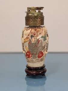 Antique Japanese Satsuma Pottery Vase Meiji Period Table lighter Mid Century - Picture 1 of 19