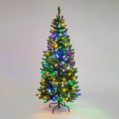 Christmas Tree Pre Lit Slim Pencil Pine Green Artificial Bushy XMAS Decor 4-8FT - Image 1 of 3