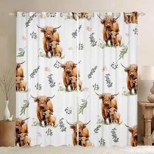 Highland Cortinas de Vaca para Dormitorio Niñas Niños Lindo Animal de Granja Ventana Dre... - Imagen 1 de 9