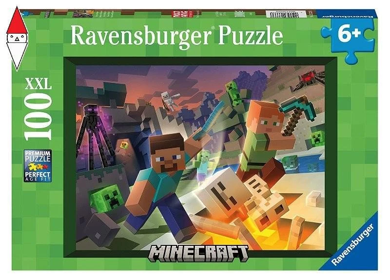 PUZZLE RAVENSBURGER PUZZLE 100 PZ MINECRAFT - Immagine 1 di 1