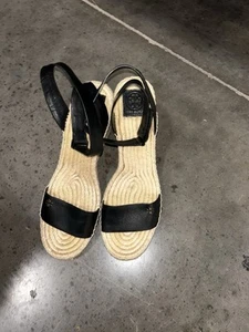 Tory Burch Bima 2 Alpargata Cuña Correa Cuero Sandalias Mujer Talla 10.5 - Imagen 1 de 7