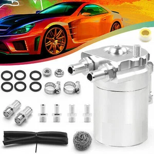 Oil Catch Can Kit 300ML Tank Baffled Reservoir Breather Filter Universal Silver - Picture 1 of 10
