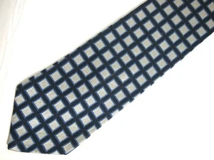 Tommy Hilfiger Mens Necktie Tie Navy Blue Grey Checkered 58" Career - Picture 1 of 4