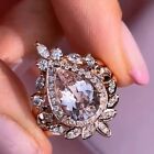 5Ct Pear Cut Moissanite Prong Engagement Trio Set Ring 14K Rose Gold Plated