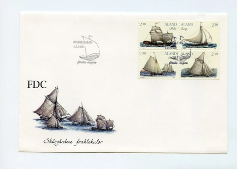 Aland FDC #109-112 Sailing Ships Booklet Block 1995 AL-1 Cover