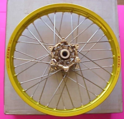 2000 thru 2008 Suzuki RM125 RM250 Talon Yellow Nickle Rear Wheel 19 X 1.85 - Image 1 of 2