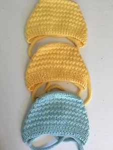 NEW Handmade Knitted Baby Girl Boy Bonnet Hat 100% Cotton Pick One - Picture 1 of 8