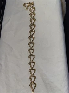 Vintage Gold Tone 7” Heart Bracelet - Picture 1 of 4