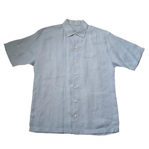Tommy Bahama Mens Shirt Extra Large Blue Linen Button Up Tropical Beach Hawaiian - Picture 1 of 12