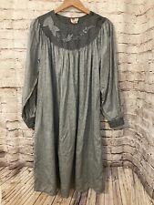 Vintage Phool Dress Womens Large Nap Gray Floral Embroidered Full Length Peasant