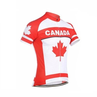 Equipo Hombres Canadá Ciclismo Jersey Conjunto Culotte con tirantes Ciclismo Jersey Traje Ciclismo Prendas para el torso Foto 1 de 4