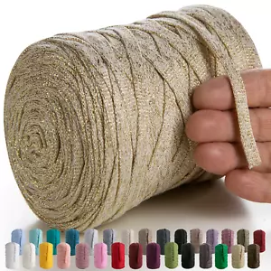 Hilo de algodón MeriWoolArt Metallisc 10mm, 150m hilo camiseta para ganchillo, macramé - Imagen 1 de 31