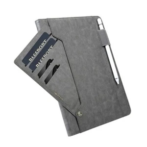 Leather Card Slots Case w/Pen Holder GRAY For iPad Pro 11'' 2018/2020/Air 4 - Picture 1 of 2