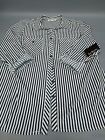 Nwt Kim Rogers White Blue Striped Button Up Collared Shirt Size M
