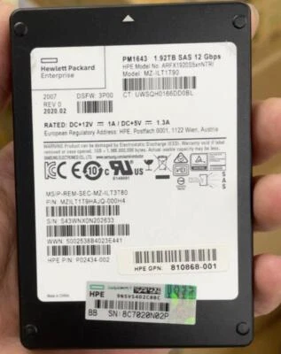Samsung PM1643 1.92TB SSD HPE SAS 12Gb/s MZ-ILT1T90 MZILT1T9HAJQ-000H4 - Bild 1 von 2