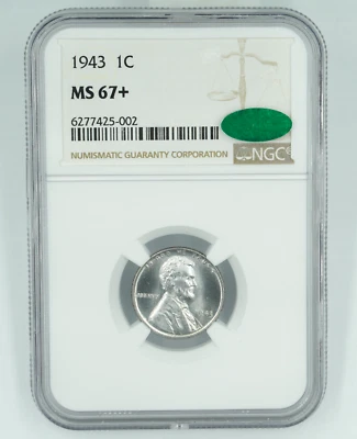 1943 NGC & CAC MS67+ Lincoln Steel Cent 1C  - Image 1 of 4