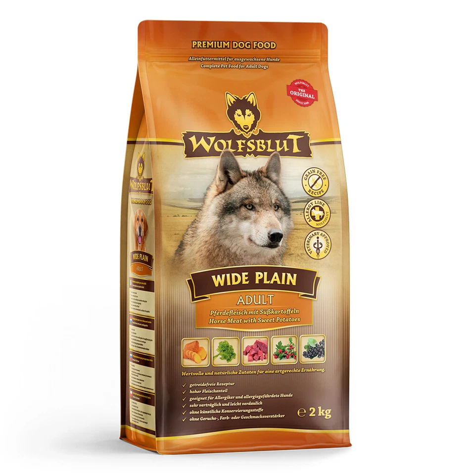 Wolfsblut Wide Plain Trocken-Hundefutter - Pferdefleisch mit Süßkartoffeln, 2kg