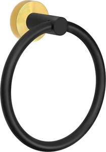 Black Gold Bath Hand Towel Holder Ring Wall Mount Stainless Steel Round Hanger - Picture 1 of 2