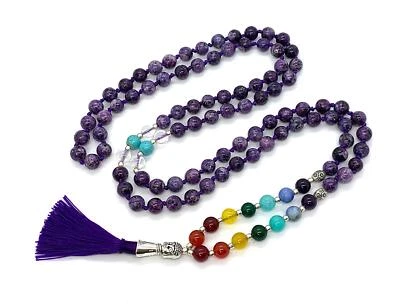 Energized 7 Chakra mala Hand Knotted 108 mala beads necklaces - Japa mala - - Image 1 of 4