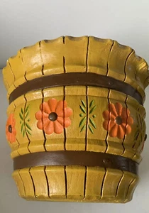1970s PLANTER Vtg Plant Pot Heavy Hip Yard Art MCM Mustard Yellow Flower Power - Picture 1 of 19