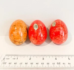 3 Stück Marmor Alabaster Stein Ostereier mehrfarbig - rot orange - Bild 1 von 4