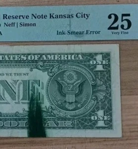 Ink Smear Error Graded Pmg $1 - Picture 1 of 3