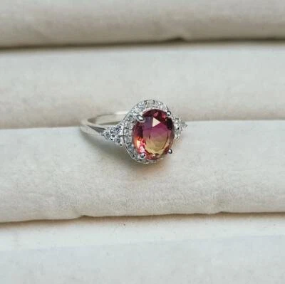 Anello al quarzo doppio ametrina, anello in argento sterling 925, quarzo amet... - Immagine 1 di 4