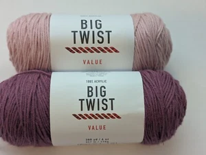 Big Twist Value Yarn ~ Lot of 2 ~ LIGHT ROSE & EGGPLANT ~ 6 oz skeins - Picture 1 of 4