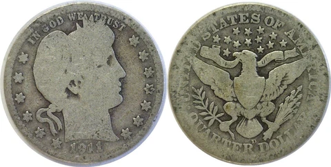 1911-D 25C Silver Barber Quarter AG Cover