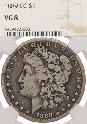 1889-CC $1 NGC VG8 Carson City Morgan Dollar VG08 - Image 1 of 3