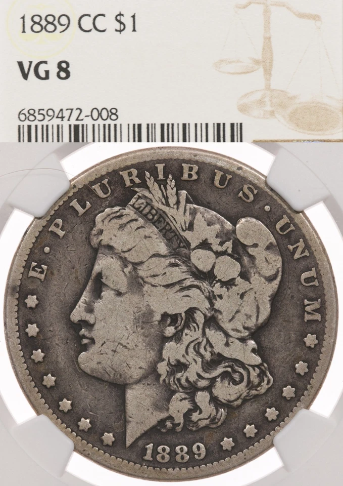 1889-CC $1 NGC VG8 Carson City Morgan Dollar VG08 - Image 1 of 3