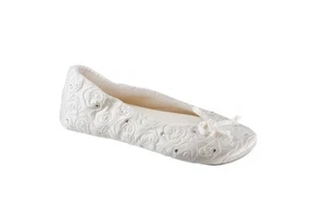 ISOTONER satin rhinestones ballerina closed slippers Memory Foam 9.5-10.5 WHITE - Picture 1 of 6