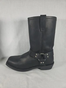 Dingo DI19057 Biker Motorcycle Harness Boots Black Leather Square Toe Mens 11.5D - Picture 1 of 8