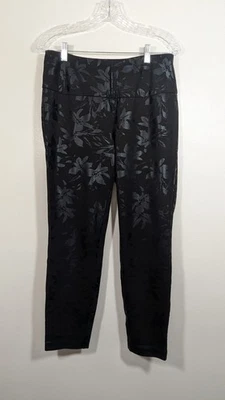 Soft Surroundings PM Black Jacquard Floral Pull-On Pants Stretch Ankle Trousers - Image 1 of 4