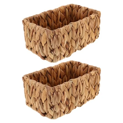  2 Pcs Cestino Vimini Intrecciato Mano Cestini Portaoggetti Intrecciati - Immagine 1 di 4