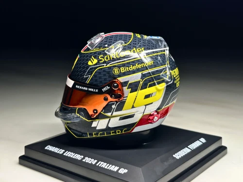 2024 Charles Leclerc Mini Helmet ItalianGP- 1:5 Scale Looksmart F1 Helmet - Image 1 of 4