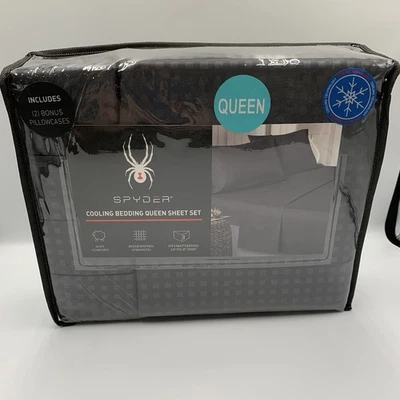 Spyder Cooling Queen Size Bedsheet 6 Piece Set Black w/ Extra Pillowcases NEW - Image 1 of 4