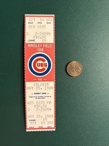 TOM GLAVINE 19th GM 2nd MLB RBI 1988 Braves Cubs ticket stub SUTTER 292nd SV - Picture 1 of 2