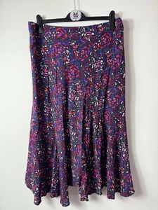 Fat Face Purple Pink Floral EcoVero Viscose Midi Skirt UK 18 Floaty Flared Hem - Picture 1 of 10