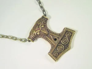 BUTW BRONCE SÓLIDO REAL Thor's Hammer Mjollnir Nórdico Vikingo Odín 20" cadena 9099D - Imagen 1 de 4