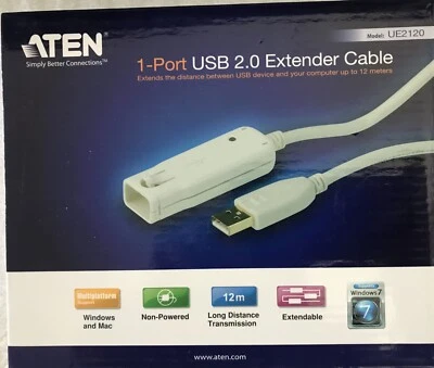ATEN UE2120 1-Port USB 2.0 Extender Cable-TAA Compliant -39.37 ft USB Data cable - Image 1 of 3