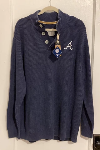 ATLANTA BRAVES SWEATER MENS XXL BRAND NEW NWT NAVY MLB Cover
