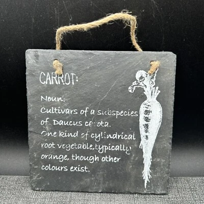 Rustic Natural Black Slate Kitchen Wall Art Hanging Carrot Sign Plaque Decor - Image 1 of 4