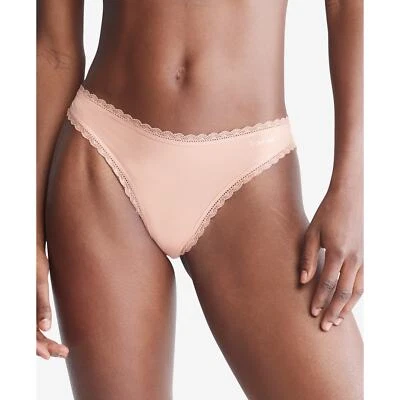 Tanga de mujer Calvin Klein con encaje QD3705 rosa melocotón suave talla XL Foto 1 de 4