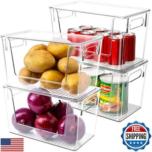 4 Pack Large Stackable Storage Bins, Plastic Container Organizer with Open Fr - Picture 1 of 5