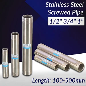 Stainless Steel Threaded Extension Screwed Pipe 1/2" 3/4" 1" Length 100-500mm - Picture 1 of 21