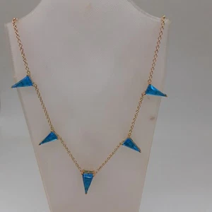 Caribbean Quartz Triangle Station Necklace YG Over Sterling Silver 14.25 ctw - Picture 1 of 4