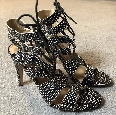 Dolce Vita Helena Tacones con Tiras para Mujer Talla 8 Negro Blanco Cordones Formal Fiesta Gótica Foto 1 de 4