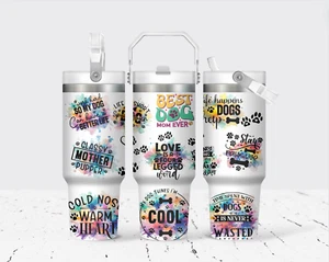 Dog Quotes Flip Straw Stainless Steel Tumbler, 30 Oz - Picture 1 of 1